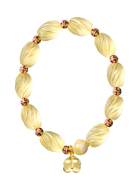 觉人天然扭扭珠黄水晶纯银手链