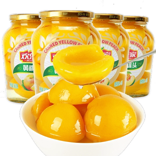 欢乐家 水果罐头900g大瓶装 杨梅山楂雪梨橘子黄桃罐头水果整箱