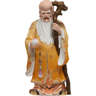 微美陶瓷精工小火彩绘福禄寿站像