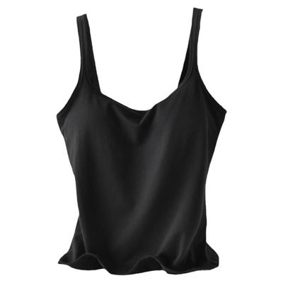 修身带胸垫吊带背心纯棉