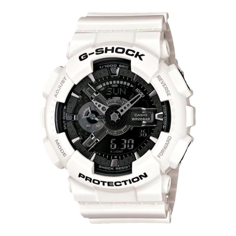 卡西欧手表男g-shock白武士学生运动防水电子表GA-110GW-7A