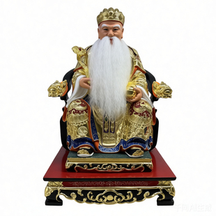 福德正神大伯公土地公地主公16寸尺三神像香樟木手工雕刻连体底座