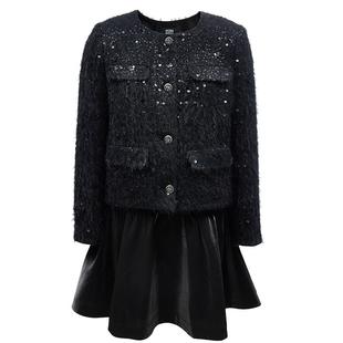 Vero Moda连衣裙2025春夏套装小香风外套光泽感小黑裙32517D017