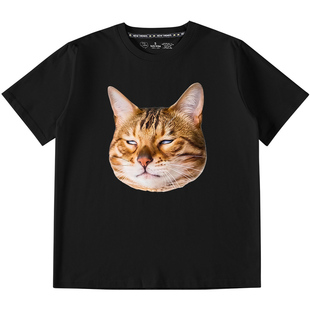 猫咪图案t恤儿童装男童短袖纯棉夏装衣服男孩潮酷帅气全棉半袖潮