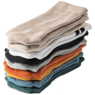 迪卡侬袜子男套装秋冬中筒袜休闲长袜女彩色毛巾袜厚款两双装OVA1