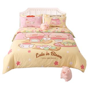 卡撒天娇四件套纯棉全棉套件卡通lulu猪联名IP款被套年货送礼