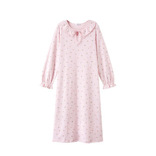 【宝宝棉】曼妮芬棉质生活居家睡裙小碎花荷叶边柔软亲肤棉睡衣