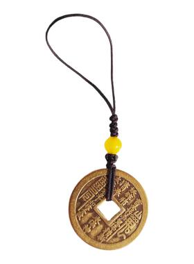 黄铜山鬼八卦铜钱手机链吉祥物