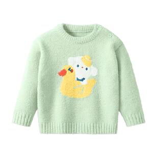 贝肽斯儿童毛衣春秋季2026新款男童女童洋气上衣宝宝半边绒针织衫