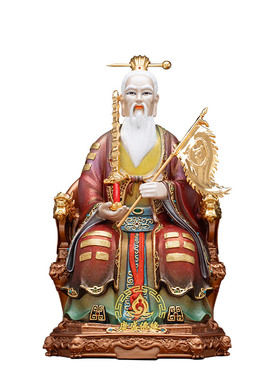 姜太公铜彩绘神像供奉摆件招财