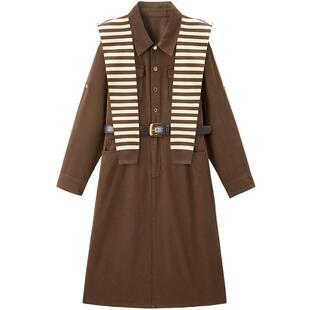 太平鸟女装巴恩风连衣裙新款含腰带长款裙子A1FAF1125