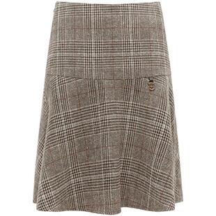 【3件5折】COCOBELLA复古格纹毛呢半身裙女春荷叶摆A字短裙HS921