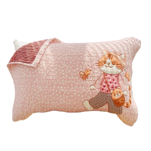 粉粉小猫｜可爱卡通全棉纱布枕巾纯棉防头油枕头巾亲肤吸汗透气