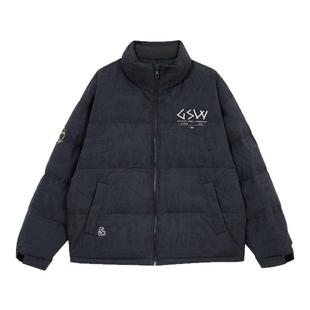 杰克琼斯NBA联名勇士队冬季无帽立领刺绣装饰宽松羽绒服外套男装