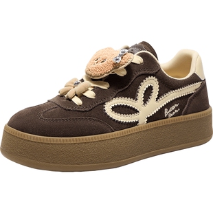 TATA他她女鞋黄油小熊联名德训鞋2025新款加绒板鞋运动鞋GXY01CM5