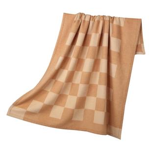 内蒙古塞上驼外贸长绒毛羊毛毯盖毯空调毯飞机头等舱户外休闲毯