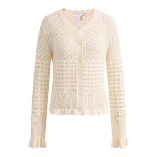 【奢定SHX】2026年春新休闲奶油白棉麻法式针织开衫针织半裙套装