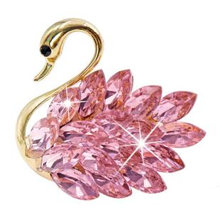 新款天鹅汽车出风口香薰珍珠水钻车载卡通香水空调装饰香夹可爱女