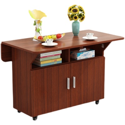 简约折叠餐桌家用小户型长方形多功能餐边柜储物柜可移动吃饭桌子