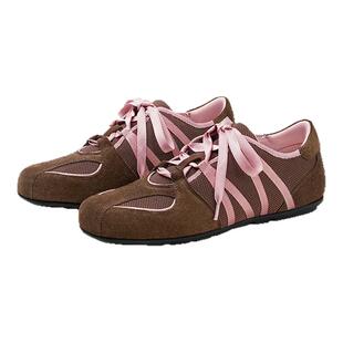 对面duimian 薄底德训鞋复古运动芭蕾鞋休闲透气网面阿甘跑步女鞋