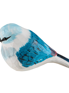 木雕小鸟可爱治愈实木桌面摆件