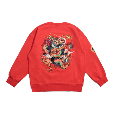 WOOKONG赤龙刺绣加厚全棉卫衣