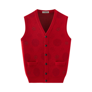 啄木鸟100纯羊毛马甲男女秋冬新款坎肩中老年生日过寿爸妈情侣装