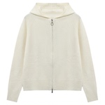 百家好连帽羊毛针织衫外套春季新款女士灰色宽松慵懒拉链休闲毛衣