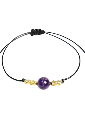 国潮复古民族风手链女天然玛瑙金砂石编织手绳男小众高级文艺手串