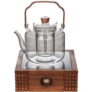 容山堂玻璃蒸汽煮茶壶养生壶大号烧水壶黑茶泡茶器电陶炉提梁茶具