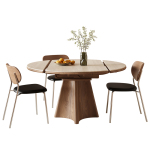 岩板餐桌中古风可伸缩折叠变圆桌简约现代意式小户型家用吃饭桌子