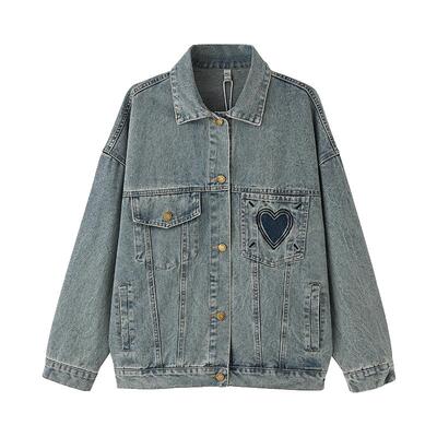 mc2女装翻领爱心剪边牛仔外套