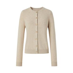 IMM尹默春巴素兰羊毛夹花砂砾色H版型毛针织衫开衫女