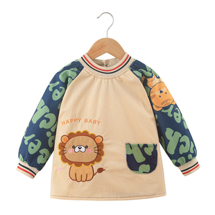 儿童罩衣男童洋气外穿防水防脏吃饭衣女宝宝围兜秋冬季围裙反穿衣