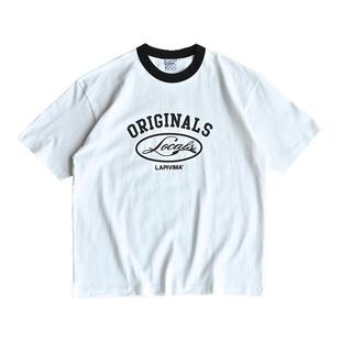 LAPIVIMA COLORBLOCK PRINT/RIBBED TEE 撞色螺纹印花短袖T恤夏季