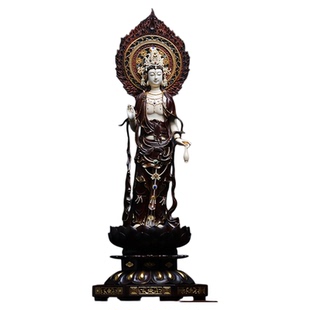 小叶紫檀嵌猛犸象牙雕观音菩萨木雕佛像客厅玄关招财摆件工艺品