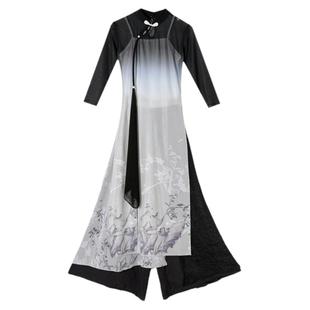 水墨兰庭舞蹈服儿童古典舞演出服装女童国风烟雨江南扇子舞练功服