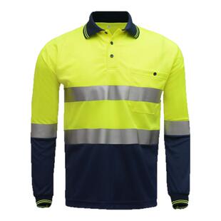 SF 反光速干polo衫t恤长袖道路工作服管理人员反光衣交通安全背心