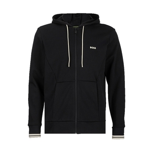 Hugo Boss雨果博士男经典logo压纹拉链连帽衫男士2026秋冬新款XY