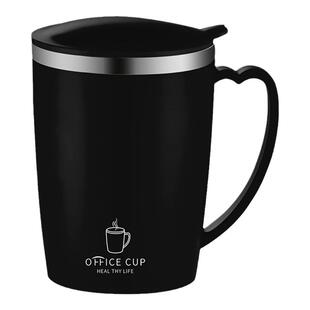 马克杯304不锈钢水杯儿童喝水女办公室咖啡杯带盖勺口杯子男家用