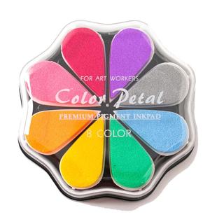 印象时光花瓣印台8色可抽拉水滴印台 手帐橡皮章多色印台手指画印泥单色超值装