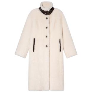 PSALTER诗篇皮毛一体过膝长款大衣皮草外套2025冬款