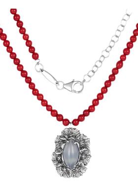 Dare买手 T.MAJOR马眼白玛瑙曼陀罗吊坠项链复古做旧红色本命串珠