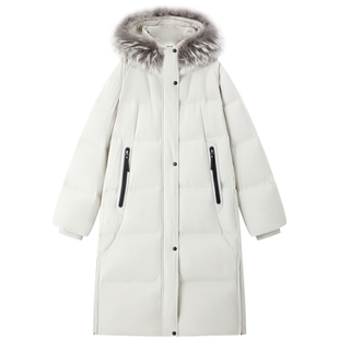 【商场同款】太平鸟貉子毛领高克重羽绒服女长款保暖A3ACF4607