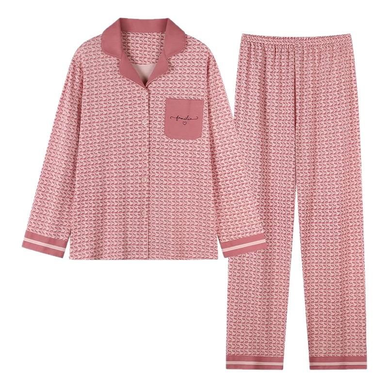 女士纯棉睡衣加大码家居服套装