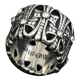 泰银十字架戒指复古镀S925纯银朋克情侣对戒小众设计梵文嘻哈指环