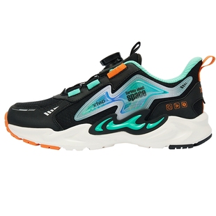 峯行|特步儿童2025冬季新款男童保暖棉鞋中大童男革面防滑休闲鞋