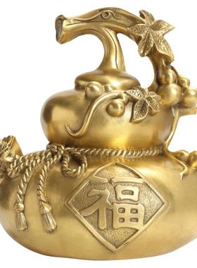福到葫芦铜摆件福禄玄关工艺品