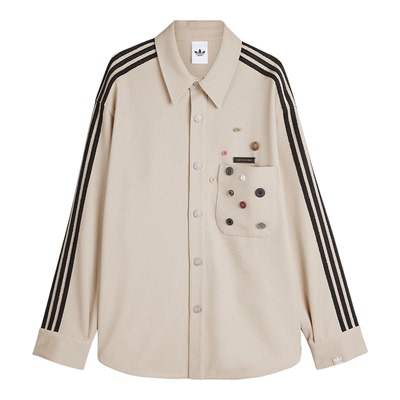 Adidas/阿迪达斯正品三叶草男女长袖宽松条纹运动衬衫KC3141