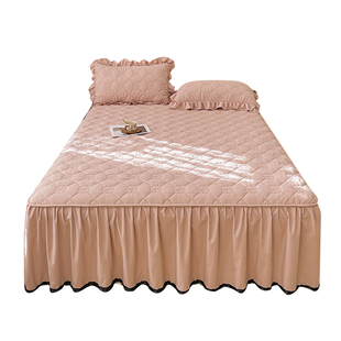 新款原棉床裙单件夹棉加厚床罩款床单四季通用床盖带裙边床围裙罩